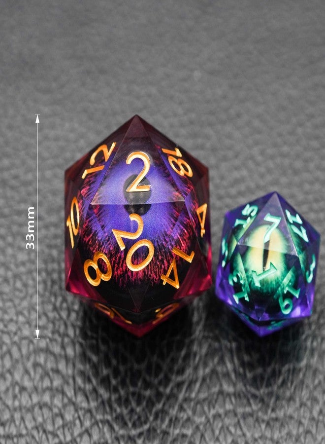 Maywin Dungeons and Dragons DND Dice D20, Liquid Core Dice Set D&D 33MM Oversized D20 Single Sharp Edge Resin dice with Gift Case, Polyhedral Dice for Role Playing Game - Image 3